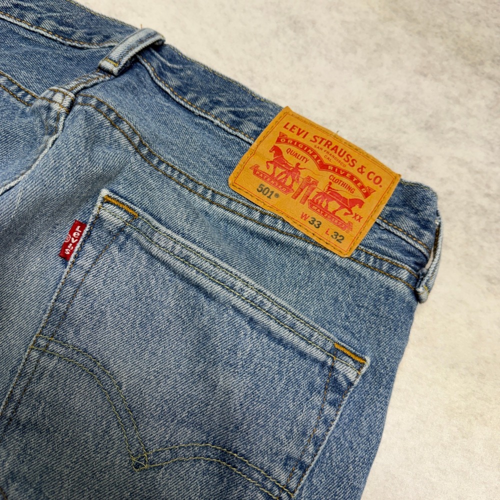 Levis 501xx Original Fit Button Fly Jeans Mens 33x32 Medium Blue Straight Leg - Picture 5 of 11